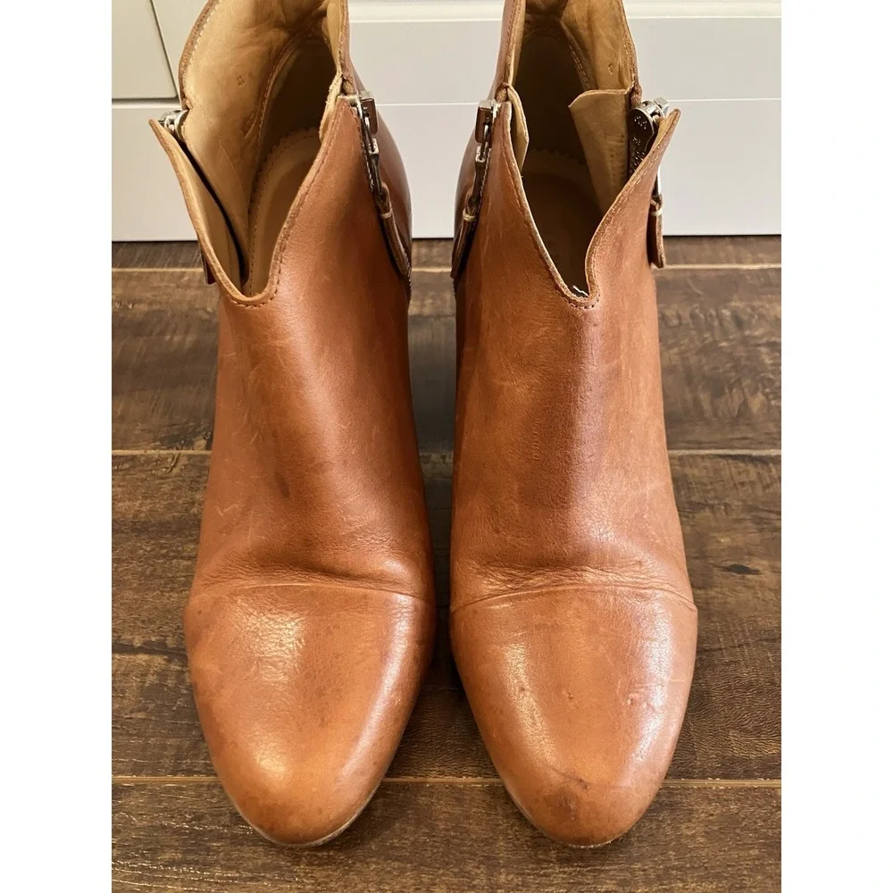 Rag & Bone Margot Ankle Booties Womens EU 41 Tan Brown Leather Zip Boot US 10